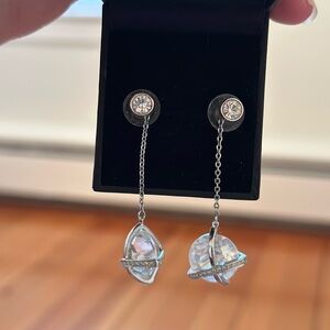 Swarovski Diamanté Kiss Silver Drop and Stud Crystal Earrings